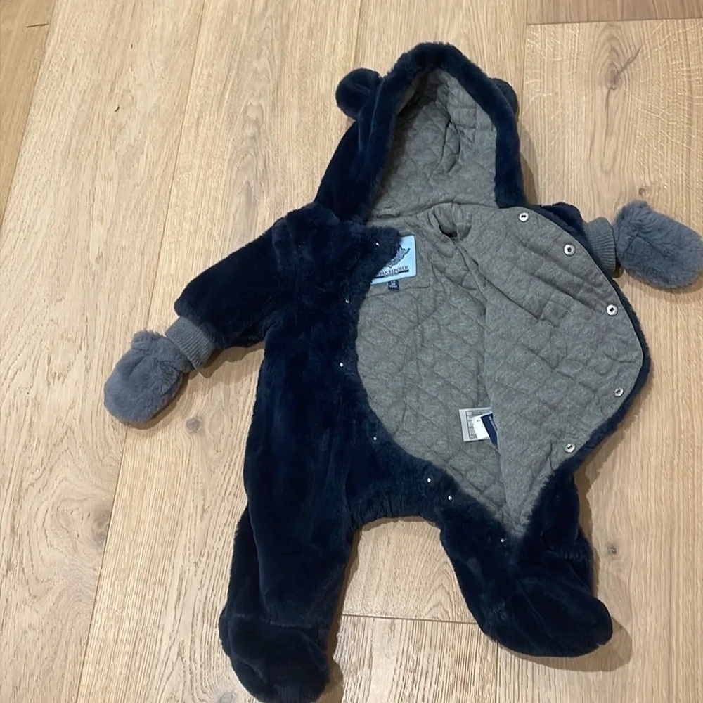 Urban Republic Baby Boys Soft Faux Fur Prams w/Ears & Attached Gloves Size 3 Mon - Picture 4 of 6